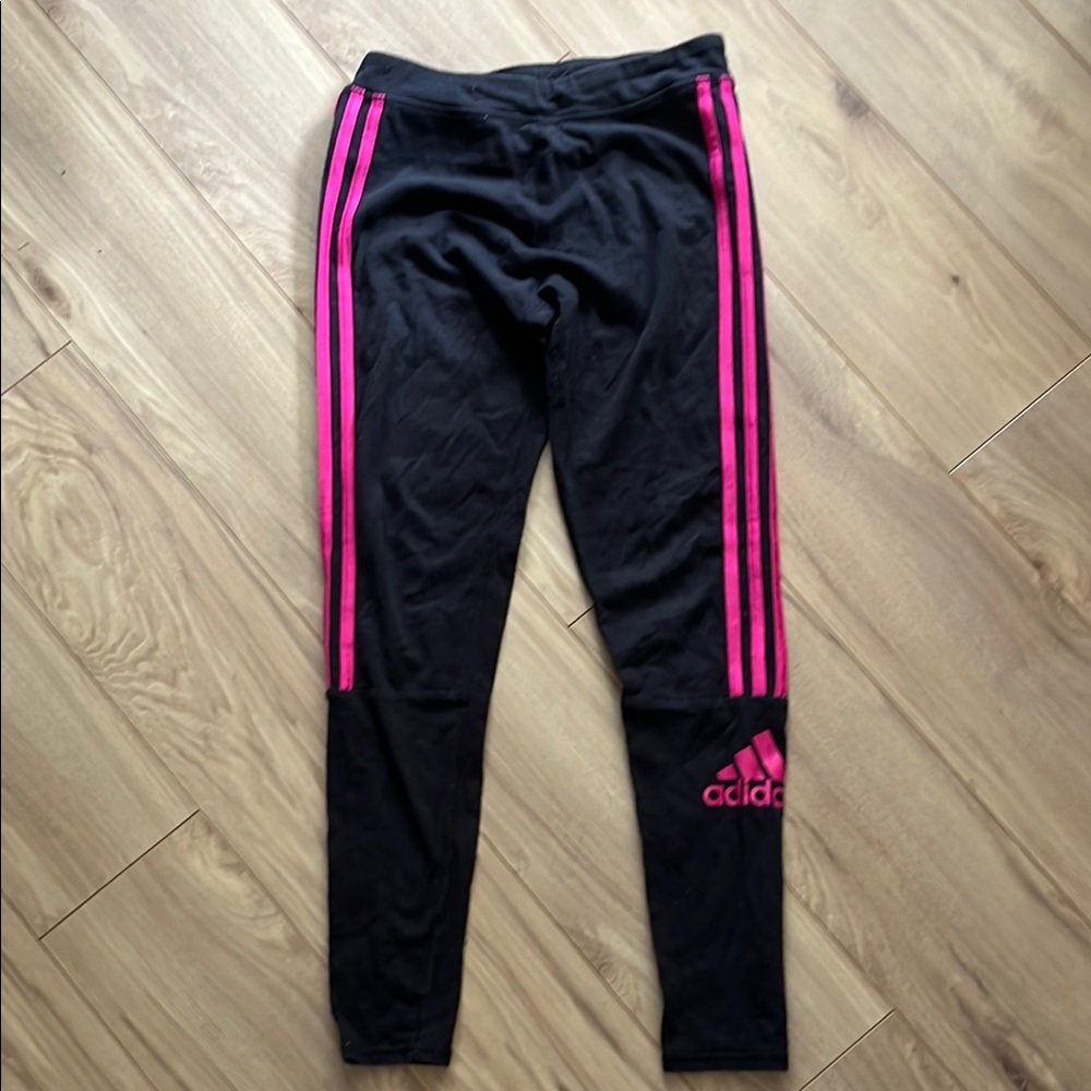 Adidas Kids Black and Pink Leggings